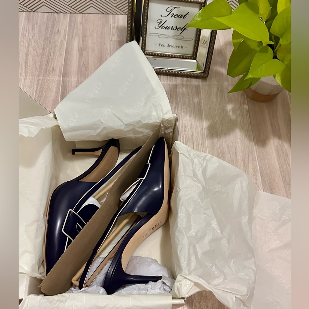 NIB Ralph Lauren Khloe Leather Slingback Loafer Pumps - Picture 5 of 9